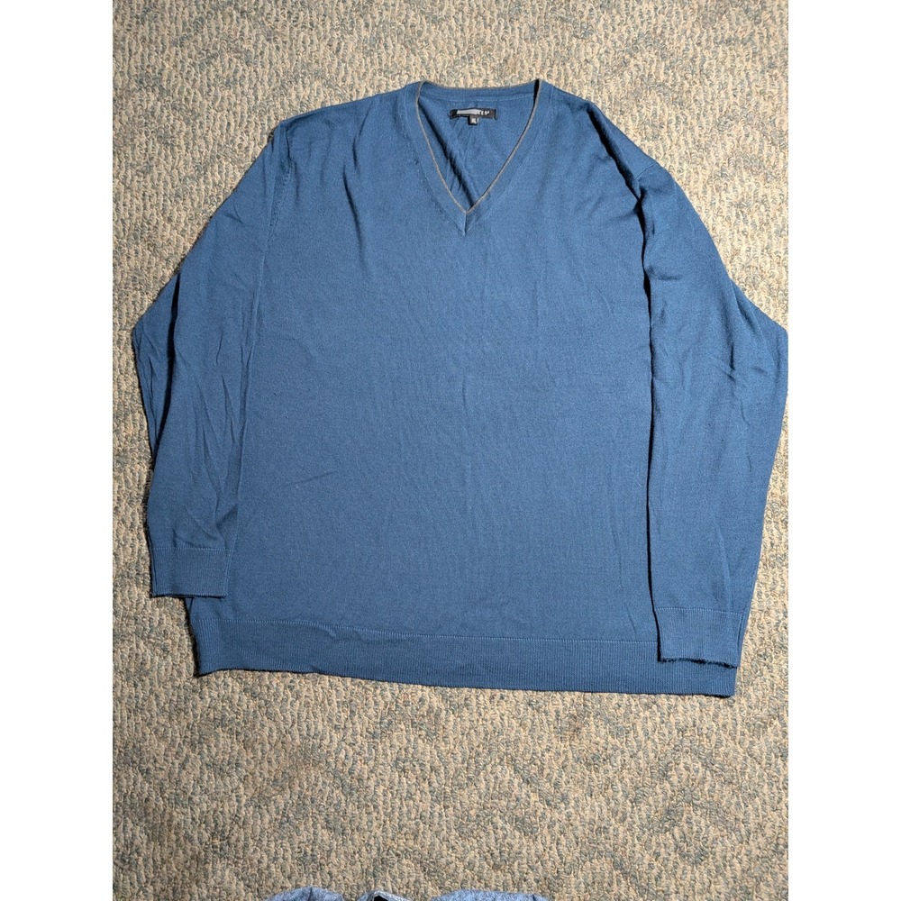 St Johns Bay Mens 3XT Blue V-Neck Merino Wool Blend Sweater BTBS407